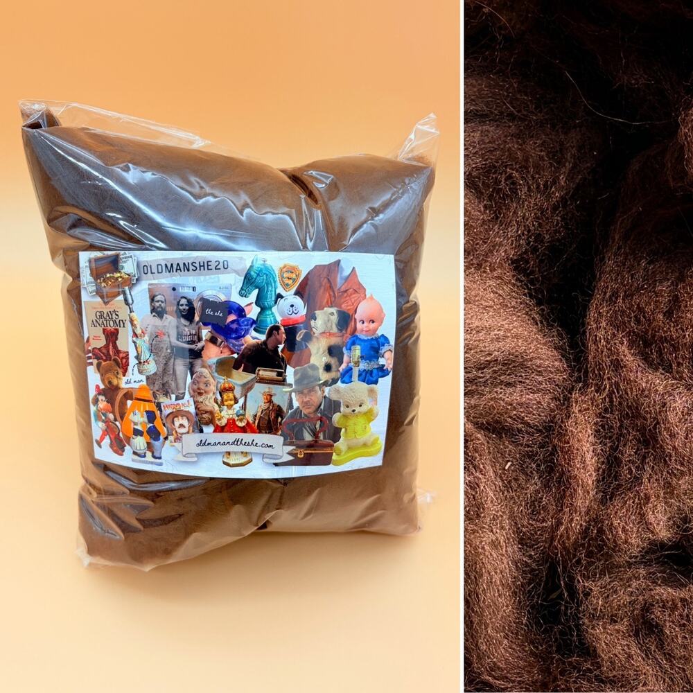 Raw Huacaya Alpaca Fleece Unwashed Chocolate Brown Fiber 12 oz Spinning